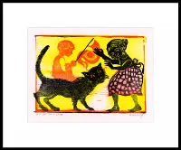 Print Titled Catspecticle Woodcut 28 x 20.5 cm